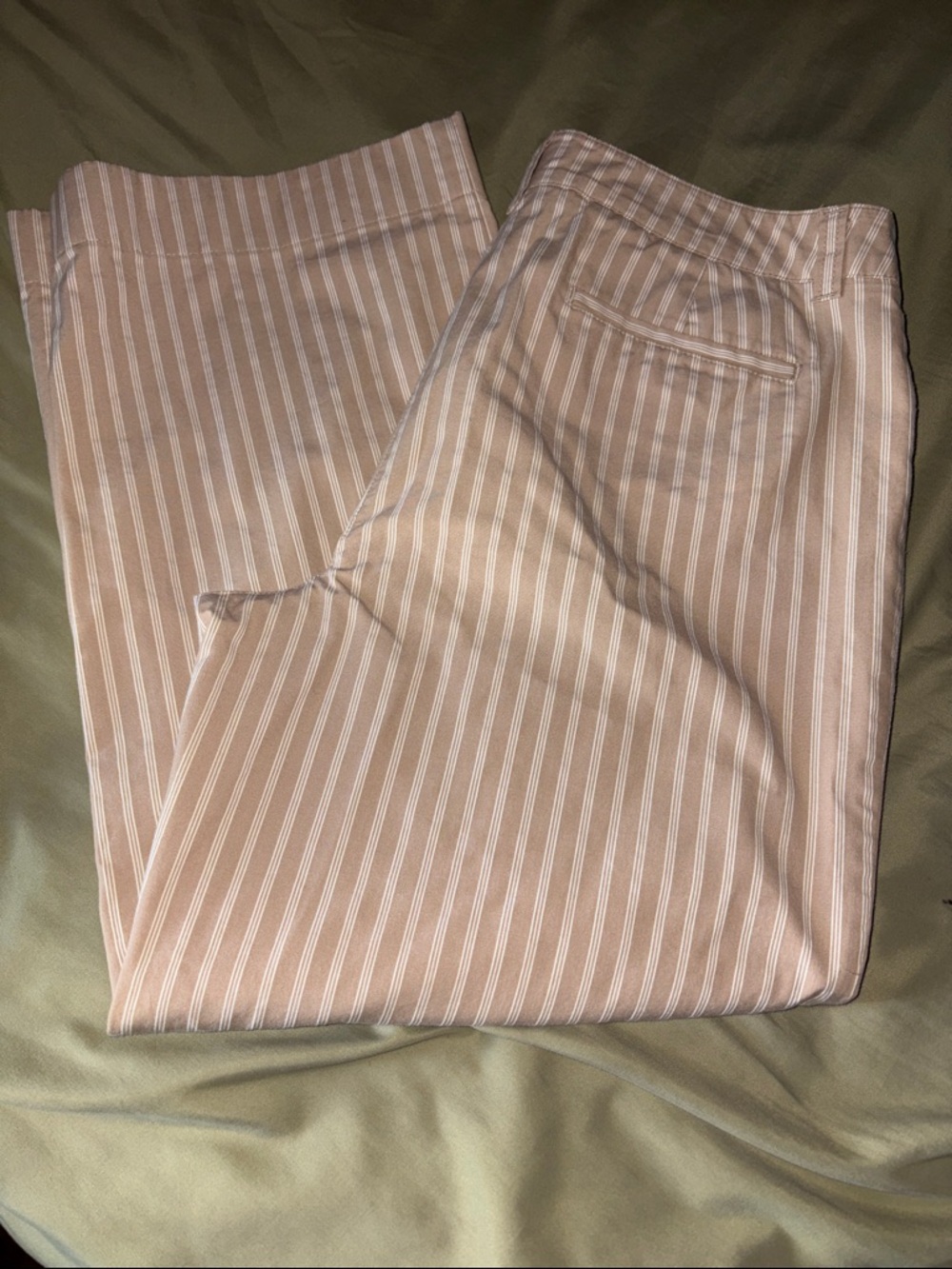 Jones New York Cream and White Striped Ankle Chinos